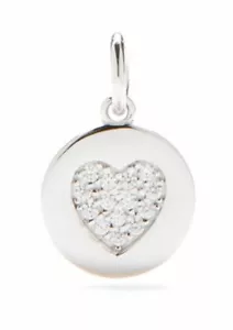 Southern Charm Sterling Silver Disc Heart Pave Charm Sterling New - Bild 1 von 4