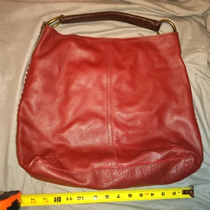 Vintage Lucky Brand Large Hobo Shoulder Bag Satchel Leather Bag Burgundy Red - Picture 1 of 24