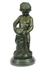 Signed Bronze ART DECO Nude Figurine boy Playing 13" Tall sculpture No Reserve