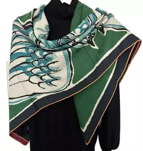 51 Zoll x 51 Zoll Fliegender Pferd Druck 70 % Kaschmir 30 % Seide Jacquard dünner Schal Stola 130 x 130 cm - Bild 1 von 13
