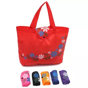 Eco Reusable Grocery Shopping Bag Button Closure Oxford Cloth Foldable Tote Bags - Picture 1 of 20