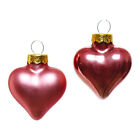12 szt. 4cm Prawdziwe szkło Różowe bombki w kształcie serca | Ozdoba choinkowa