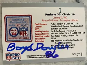 Boyd Dowler signed GREEN BAY PACKERS card SUPER BOWL I 2X SB CHAMPION - Picture 1 of 1