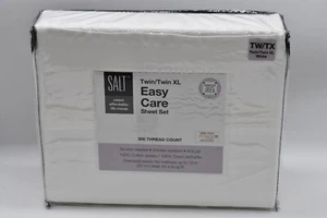 Easy Care, 300 Thread Count, Cotton Sateen Twin / XL Sheet Set In White, SALT - Picture 1 of 2
