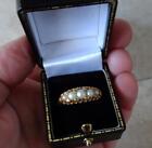 BEST ANTIQUE EDWARDIAN 18ct GOLD PEARL & DIAMOND RING 1902 in BOX Rose Diamonds