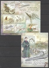 BC1160 2012 Mozambico Mary Anning Rettili Dinosauri Fossili Bl + KB MNH