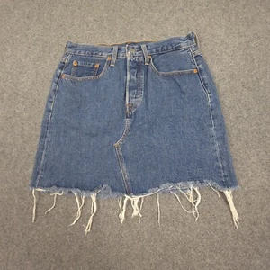 Levi's Skirt Womens 28 Blue Denim Mini Button Fly BIG E Deacon iconic Size 28 - Picture 1 of 12