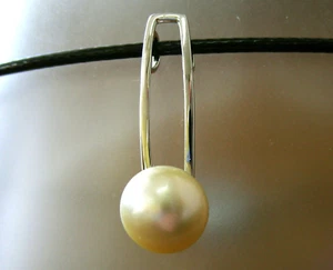 11.8mm! GOLD SOUTH SEA PEARL 100% UNTREATED+18ct SOLID WG PENDANT+CERT AVAILABLE - Picture 1 of 2