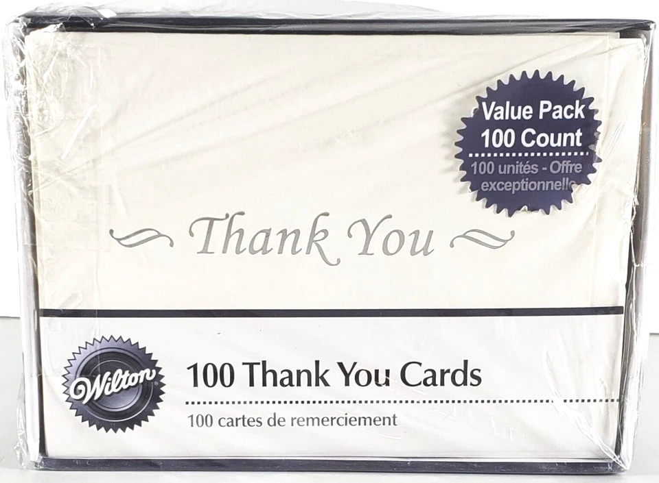 Wilton 100 Count Thank You Cards & Envelopes Simple Yet Elegantly Designed NIB - Image 1 of 2