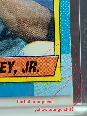 Error de impresión - 1990 Topps Ken Griffey Jr. Novato. Como nuevo. Foto 1 de 4