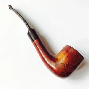 Vintage Red Wood Pipe ITALY Textured Wooden Bowl Black Handle Smoking Tobacco - Picture 1 of 10