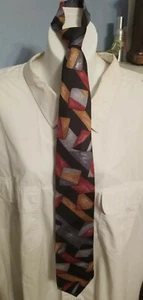 Vintage Abstract Geometric Tie HANOVER ST 100% SILK Necktie Extra Long EXCELLENT - Picture 1 of 7