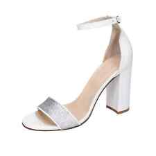 shoes women KATE sandals white leather silver glitter BC653