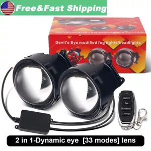 3'' Car Dynamic Devil Eyes Lights 12v Car WIFI Control Eyes Retrofit 33 modes us - Picture 1 of 12