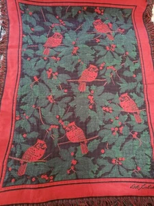 Vintage Bob Timberlake Red Cardinal Reversible Birds Afghan Throw 50 x 67 USA - Bild 1 von 6