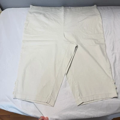 JMS Just My Size Womens Capri Pants 3X 22W/24W Beige Button Accent Elastic Waist - Image 1 of 4