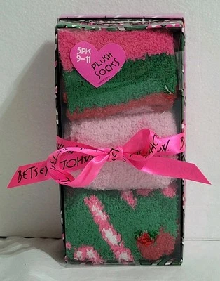 Paquete de 3 calcetines borrosos acogedores de felpa Betsey Johnson caja original para mujer talla 9-11  Foto 1 de 4
