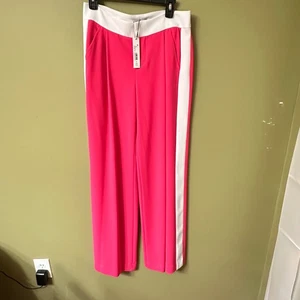 Alice + Olivia Eric mittelhohe Candy Pink Hose weites Bein Smoking weiß gestreift Gr. 8 neu mit Etikett - Bild 1 von 12