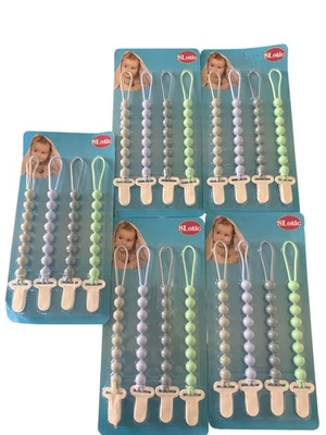 Lot 5 SLotic Baby Pacifier Chewable Silicone Clip Holder Mixed Colors New - Image 1 of 3