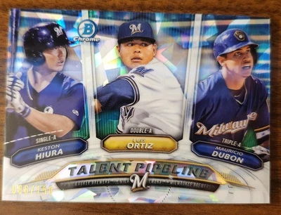 2018 Bowman Chrome Talent Pipeline Keston Hiura Mauricio Dubon Ortiz Atomic /150 - Imagem 1 de 3