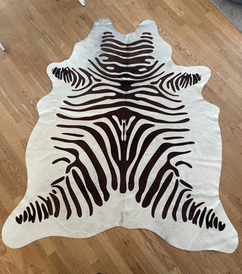 Kuhfell Creme weiß mit Zebra Print - Bild 1 von 4