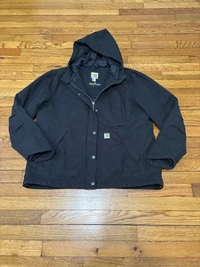 Carhartt Youth Boys Full Swing Duck Jacket Size XL 16/18 Black Canvas Hooded - Picture 1 of 9