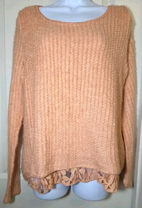 NUEVO Suéter Belle France Mezcla Mohair Floral Encaje Borde Lazo Trasero Melocotón Talla M - Imagen 1 de 13