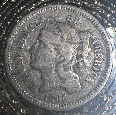 1865 Philadelphia Three Cent XF Circulated - Image 1 of 2