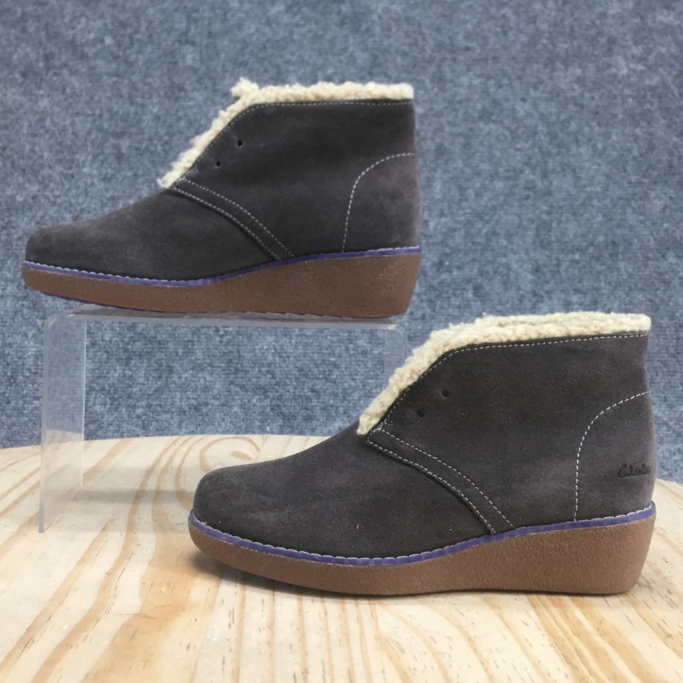 Clarks Boots Youth 13 Mellierose Chukka Gray Pull On Casual Comfort Wedge Heels - Image 1 of 4