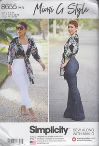 Sewing Pattern Simplicity 8655 Mimi G Style Slim or Bell-bottom Pants & Tie-Top - Picture 1 of 1