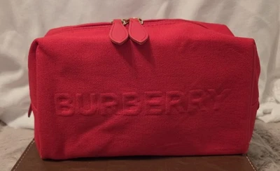 Burberry Logo Clutch Toiletry Bag Cosmetic Pouch Travel Case Red  - Image 1 of 4