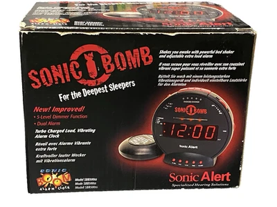 Sonic Bomb Alarm Clock with Bed Shaker - Black - Unused In Box Model SBB500ss - Image 1 of 4