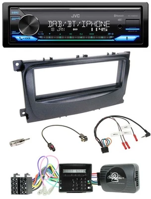 JVC Bluetooth DAB USB Lenkrad Autoradio für Ford C-Max Can 07-10 Focus schwarz - Bild 1 von 4