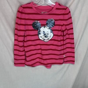 GAP Kids × Disney striped long sleeve sequins mickey mouse shirt size XS - Picture 1 of 8