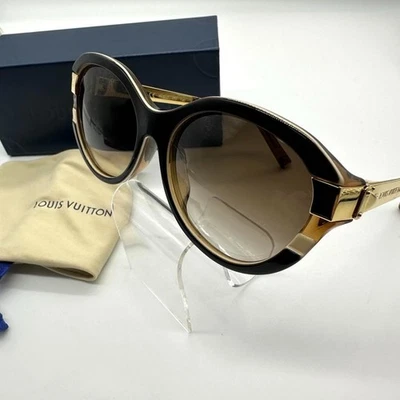 Gafas de sol LOUIS VUITTON Petit Soupcon ojo de gato marrón dorado Z0487E con estuche 135 mm Foto 1 de 4