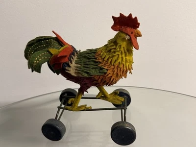 Rarität von Steiff: Filzhahn auf Rädern - Bild 1 von 4