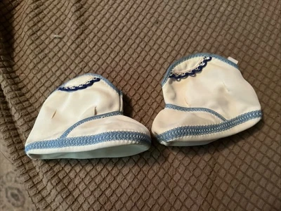 Botas vaqueras bebé tela azul y blanca vintage años 50 zapatos de cuna infantil Foto 1 de 4