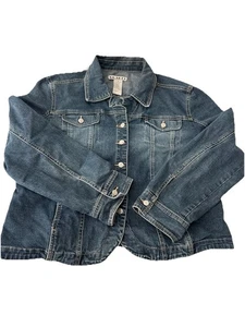 Giacca jeans donna denim A.M.I lavaggio scuro taglia large vintage Y2K primi anni 2000 autunno - Foto 1 di 15