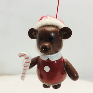 Oso de Papá Noel vintage 1979 R Dakin Co adorno de Navidad de madera San Francisco - Imagen 1 de 8