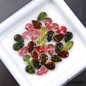 10+Ct/30 Pcs Natural Untreated Multi Color Tourmaline Pear Calibrated 6x4mm Gems - Picture 1 of 9