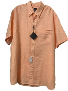 Brooks Brothers 1818 Big & Tall 1XLT Irish Linen Shirt Short Sleeve Peach | NWT - Picture 1 of 11
