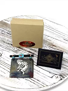 Dreamcatcher Tile Raku Pottery Works Kokopelli Signed by Jeremy Diller 3”x3” - Picture 1 of 8