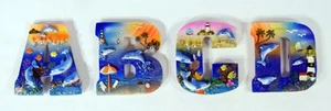 Hand Painted Alphabet Letter from A to Z Poly Stone Refrigerator Magnet 3.75" - Picture 1 of 58