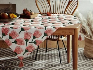 Opalhouse Tassel Trim Floral Blooms Pink Table Runners /Table Throws 50x50 NEW - Picture 1 of 4