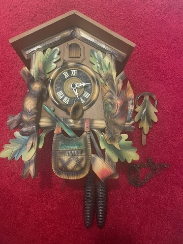 Vintage Germany Bird & Rabbit 1 Day Cuckoo Clock! Cover
