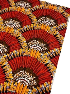 Native American Indian Headdress Red by Alexender Henry Cotton Fabric 47” X 44” - Picture 1 of 5