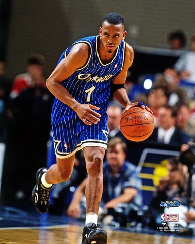 Penny Hardaway Magic Unsigned Blue Alternate Jersey Dribble Up The Court Photo Cover