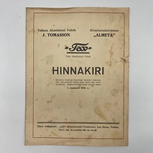Judaica: 1938 Prices from"Tav" Tartu Aluminium Factory Estonia - Picture 1 of 9