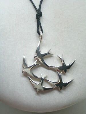 COZZI GIOIELLI Ciondolo con stormo di Rondini in Argento 925 - Pendente Rondine - Balestruccio