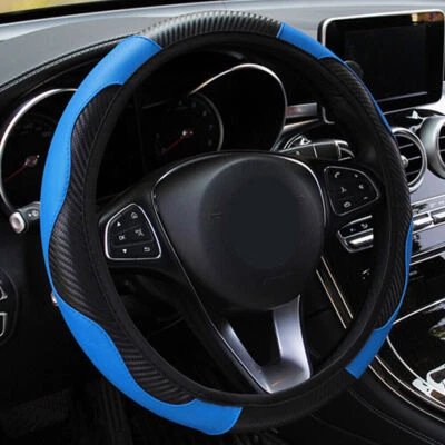 Car Steering Wheel Cover Breathable Anti Slip PU Leather Steering Covers 15'' - Image 1 of 4